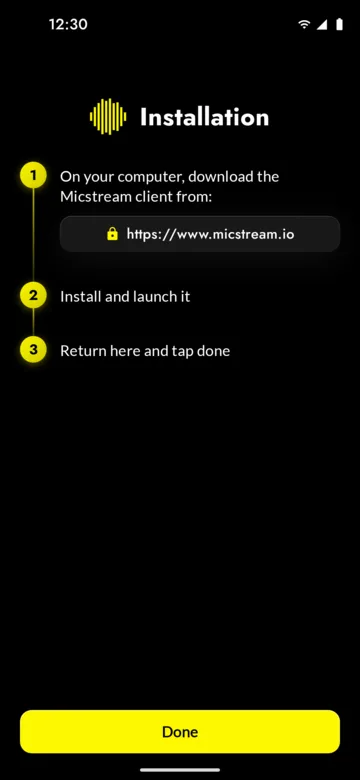 First-launch setup guide, dark