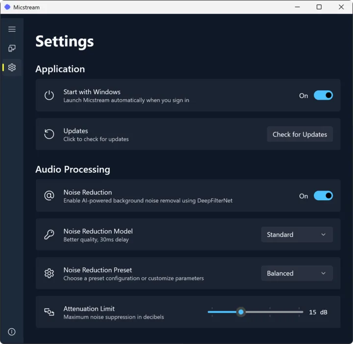 Settings, dark